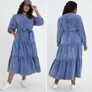 ANTHROPOLOGIE Pilcro Marta Tiered Corduroy Midi Dress